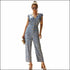 Sleeveless Tiny Flower Print Buttoned Jumpsuits