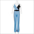 Sleeveless V-neck Patchwork Decorative Belt Slim Sling Jumpsuits
