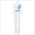 Sleeveless V-neck Patchwork Decorative Belt Slim Sling Jumpsuits