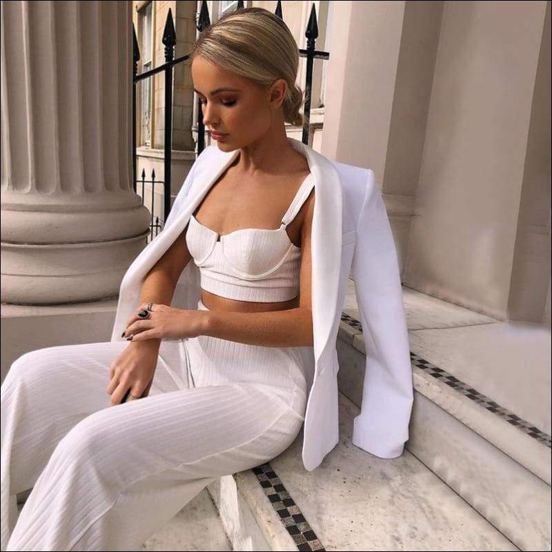 Slim Camisole And Wide Leg Trousers Casual Two Pieces Sets -