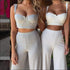 Slim Camisole And Wide Leg Trousers Casual Two Pieces Sets