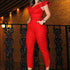 Slim Decorative Belt Round Collar Ruffled Jumpsuits