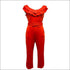Slim Decorative Belt Round Collar Ruffled Jumpsuits