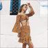 Sling Horn Sleeve Short Vest Irregular Skirt Set