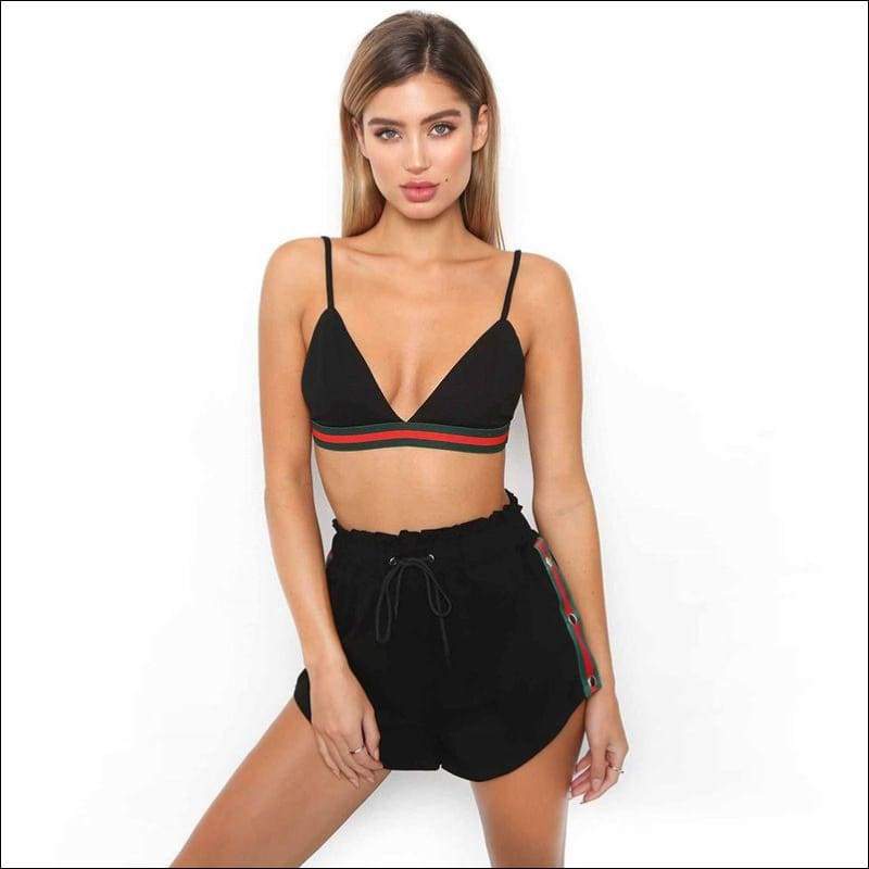 Small Vest High-waisted Shorts Set - S / Black - Sets 