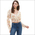 Smock Waist Ruffle Long Sleeve