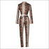 Snakeskin Printed Women Sexy Crop Top Tight Pants Set