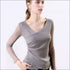Solid Color Cross Neck Design Mesh Top