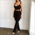 Solid Color Knit Crop Camisole And Flare Trousers Set