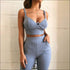 Solid Color Knit Crop Camisole And Flare Trousers Set