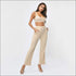 Solid Color Knit Crop Camisole And Flare Trousers Set