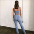 Solid Color Knit Crop Camisole And Flare Trousers Set