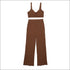 Solid Color Knit Crop Camisole And Flare Trousers Set