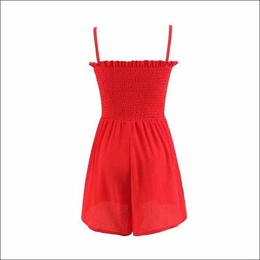 Solid Color Spaghetti Strap Lace-up Stretchy Rompers