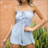 Solid Color Spaghetti Strap Lace-up Stretchy Rompers