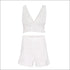 Solid Color V Neck Ruffled Tank Top Loose Shorts Set