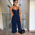 Spaghetti Strap Buttoned Sash Jumpsuits