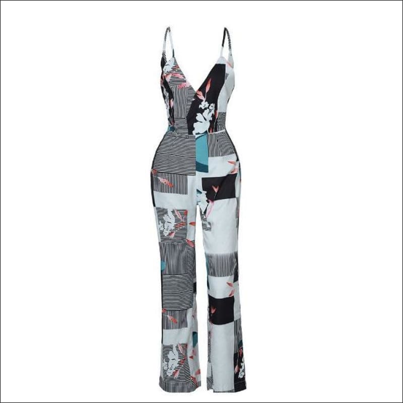 Spaghetti Strap Lace-up Boho Floral Print - XL / White - 