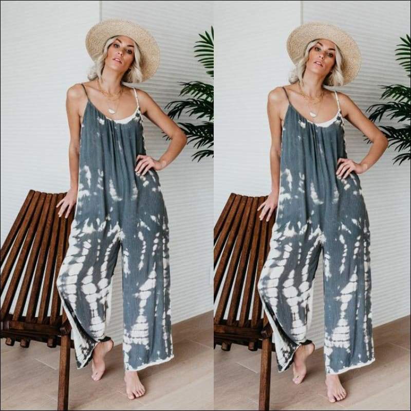 Spaghetti Strap Loose Tie Dye Sleeveless - Jumpsuits
