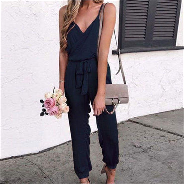 Spaghetti Strap Pure Color Jumpsuits