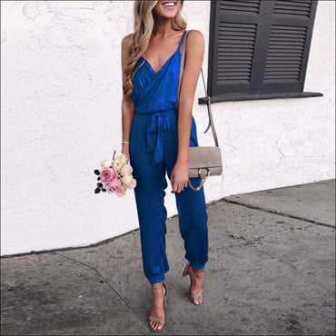 Spaghetti Strap Pure Color Jumpsuits