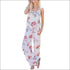 Spaghetti Strap Rose Print Loose Pattern Jumpsuits