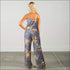 Spaghetti Strap Rose Print Loose Pattern Jumpsuits