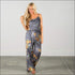 Spaghetti Strap Rose Print Loose Pattern Jumpsuits