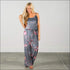 Spaghetti Strap Rose Print Loose Pattern Jumpsuits