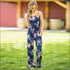 Spaghetti Strap Rose Print Loose Pattern Jumpsuits