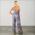 Spaghetti Strap Rose Print Loose Pattern Jumpsuits