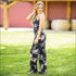 Spaghetti Strap Rose Print Loose Pattern Jumpsuits