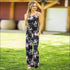 Spaghetti Strap Rose Print Loose Pattern Jumpsuits
