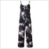 Spaghetti Strap Rose Print Loose Pattern Jumpsuits