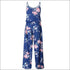 Spaghetti Strap Rose Print Loose Pattern Jumpsuits