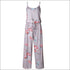 Spaghetti Strap Rose Print Loose Pattern Jumpsuits
