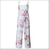 Spaghetti Strap Rose Print Loose Pattern Jumpsuits