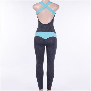 Sports Jumpsuits Block Color Crossing Strap Tight