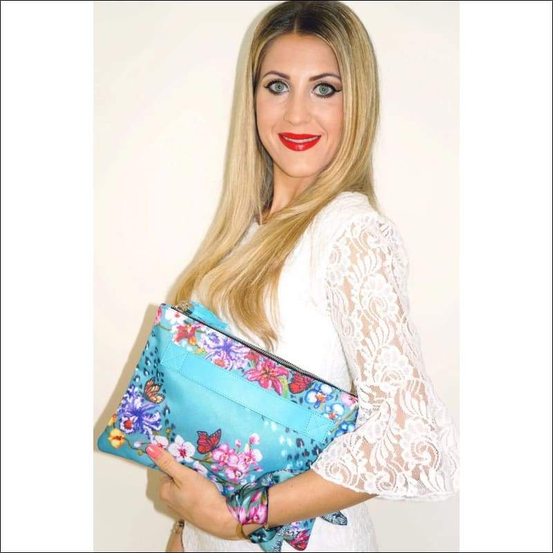 Spring clutch bag & silk bracelet - Infinity gold ring - Set