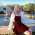 Square Neck Chiffon White Blouse And Velvet Sling Dress