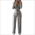 Square Neck Long Sleeve Stripes Pattern Buttoned Women Wear Set