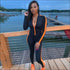 Stand Collar Long-sleeve Zipper Sports Jumpsuits