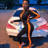 Stand Collar Long-sleeve Zipper Sports Jumpsuits