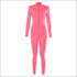 Stand Collar Long-sleeve Zipper Tight Jumsuits