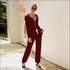 Stand Collar Zipper Long Sleeve Lace-up Casual Jumpsuits