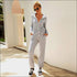 Stand Collar Zipper Long Sleeve Lace-up Casual Jumpsuits