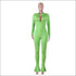 Stand Collar Zipper Long-sleeve Tight Jumpsuits