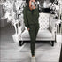 Stand Collar Zipper Long-sleeve Top And Casual Pants