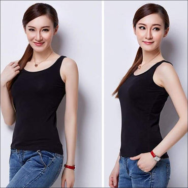 Steel Free Padded Solid Color Cotton Tank Top