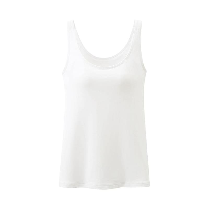 Steel Free Padded Solid Color Cotton Tank Top - M / White - 